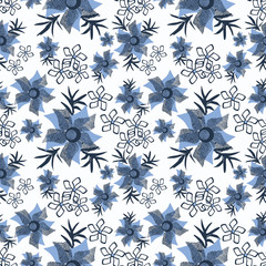  Floral seamless pattern , cute flowers white background