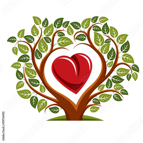 Fotografie, Obraz Vector illustration of tree with branches in the shape of heart