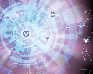 Aufkleber - technological abstract background, wireless communication network, internet of things, vector illustration