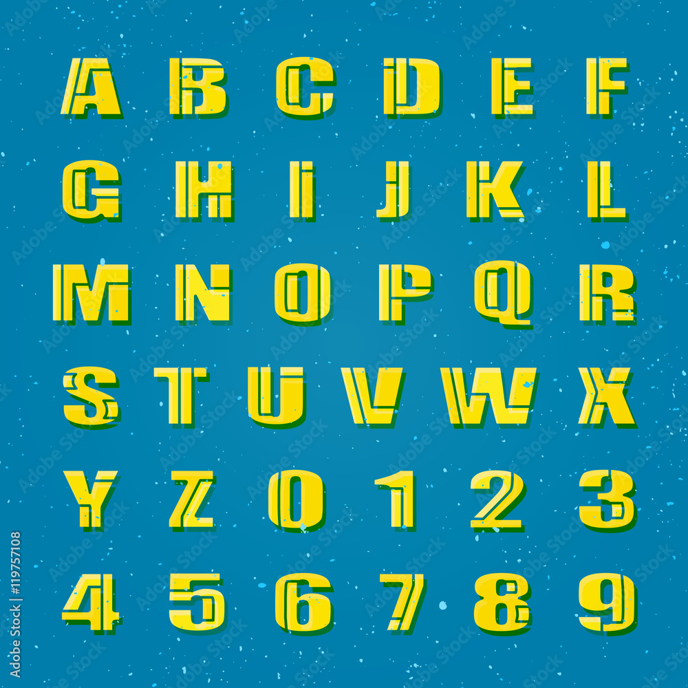 Mosaic Style Alphabet Letters And Numbers Vector Font Type Design 