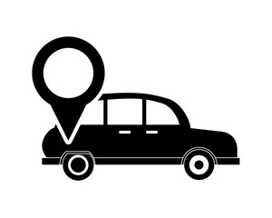 Sticker - flat design car and gps map pointer icon vector illustration