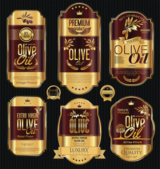 Wall Mural - Olive oil retro vintage gold and black labels collection