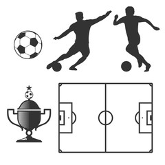 Wall Mural - Soccer design elements in black isolated white