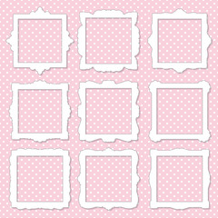 Canvas Print - Cute square photo frame set on polka dot.