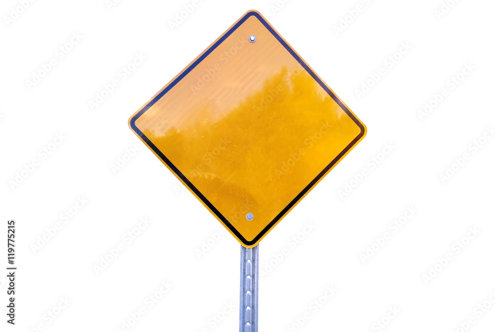 Blank yellow road sign isolated on white background Stock Photo | Adobe ...