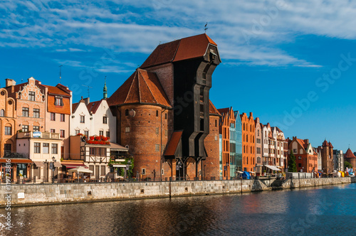 Plakat Gdańsk - port z dźwigiem; Polska
