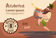 Bearded Man Carry Beer Barrel Oktoberfest Festival Banner