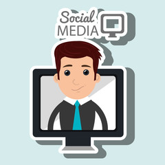 Poster - man social media apps vector illustration eps10