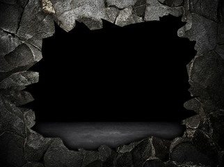 Poster - broken stone wall interior background