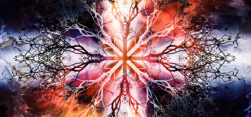Aufkleber - Beautiful ornamental mandala with tree pattern, symbol of life.