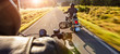Motorcycle drivers riding on motorway