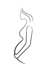 Wall Mural - Pregnant woman profile contour