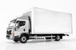 © Photocreo Bednarek - Commercial cargo delivery truck with blank white trailer. Generic, brandless design.