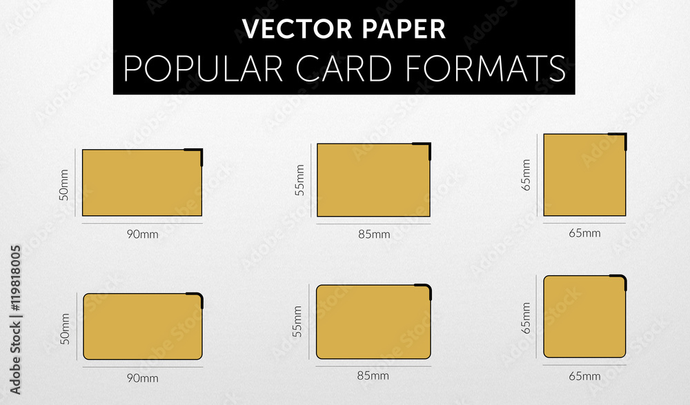 Internetional paper - business card popular  formats - obrazy, fototapety, plakaty 