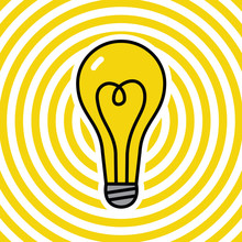 Lamp On Yellow Ripple Background. Vector Illustration
