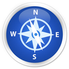 Wall Mural - Compass icon blue glossy round button