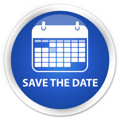 Wall Mural - Save the date blue glossy round button