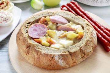 Poster - The sour rye soup inside loaf of bread