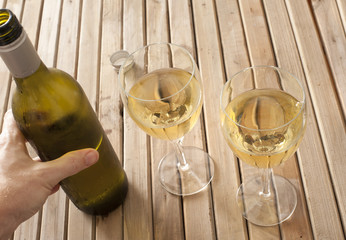 Bottle of wine and two wine glasses