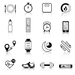 Fitness Tracker Black Icons 