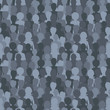 Many dark silhouettes, crowd of people seamless pattern