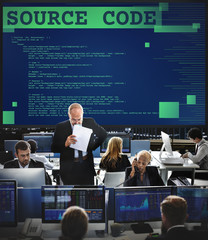 Wall Mural - source code analysis binary computer internet concept