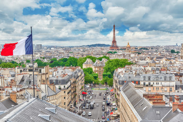 Fototapete - Beautiful panoramic view of Paris from the roof of the Pantheon.