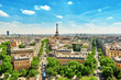 Beautiful panoramic view of Paris from the roof of the Triumphal