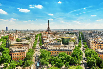 Wall Mural - Beautiful panoramic view of Paris from the roof of the Triumphal