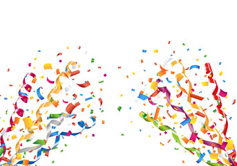Exploding party confetti and streamers Vector
