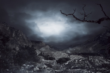 Cloudy sky on the rock mountain background