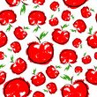 Red sketch apple seamless pattern
