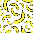 Yellow sketch bright banana seamless pattern