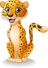 Cartoon Happy Cheetah Sitting