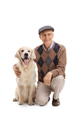 Sticker - Elderly man posing with a dog