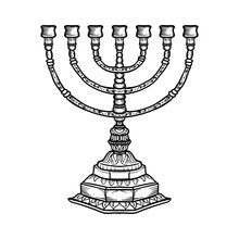 Jewish Religious Symbol Menorah Isolated On White Background