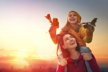 Wall Mural - family on autumn walk