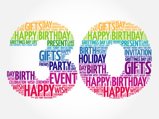 Wall Mural - Happy 30th birthday word cloud collage concept