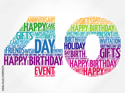 Download Happy 40th birthday word cloud collage concept - Buy this ...