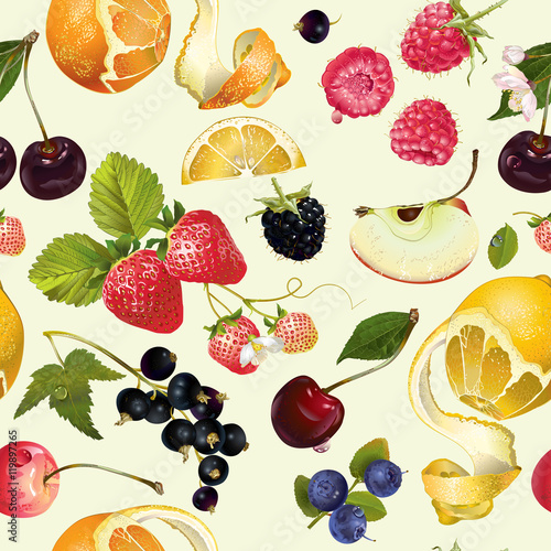 Fototapeta do kuchni Fruit and berry pattern