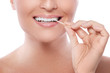 Female teeth and toothpick