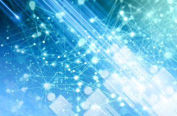 data deep learning hologram ai technology robotic, molecule of chemical, atom cell science, futurist