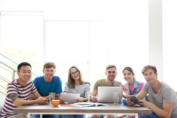 Poster - Young people with gadgets hanging out together