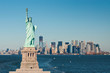 The statue of liberty against the New York City skyline