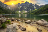 Eye of the Sea lake in Tatra mountains at sunset, Poland