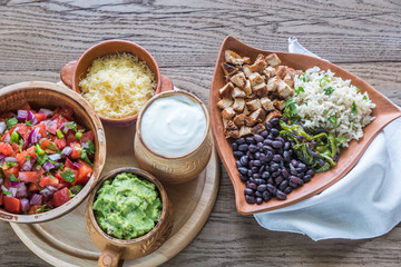 Sticker - Chicken burrito bowl with the ingredients