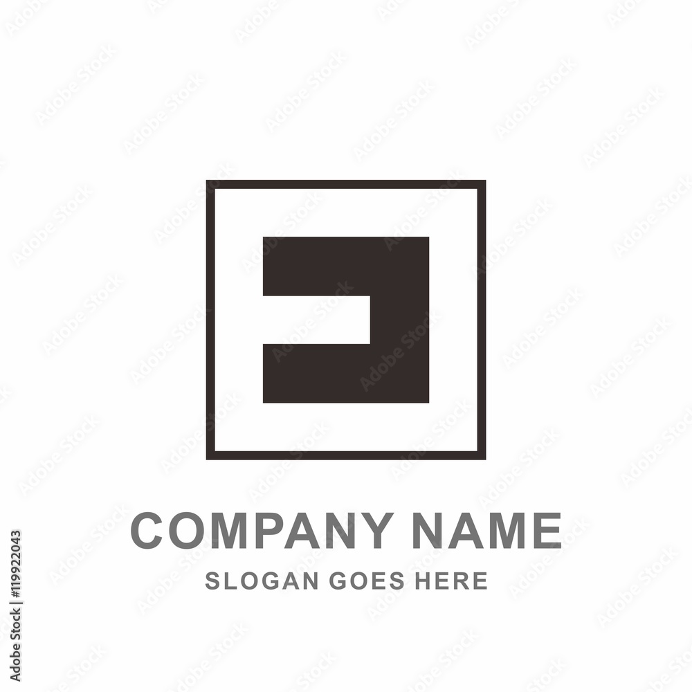 Monogram Letter E Geometric Square Negative Space Vector Logo Design ...