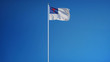 Christian flag waving against clean blue sky, long shot, isolated with clipping path mask alpha channel transparency