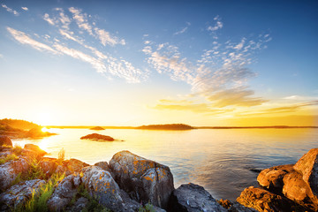 Wall Mural - beautiful sunset on the lake