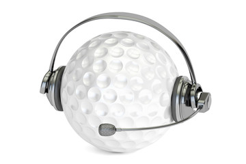 Wall Mural - golf ball with headset or headphones 3D rendering